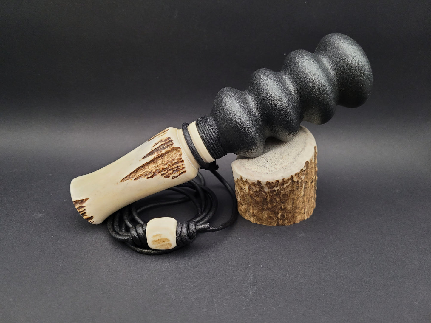 Handcrafted antler double reed squirrel call