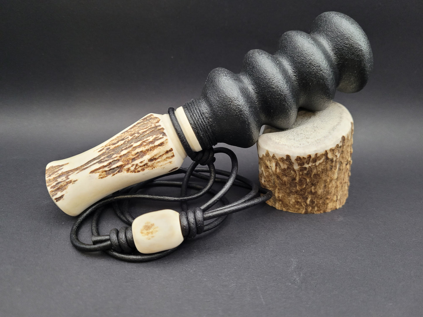 Handcrafted antler double reed squirrel call