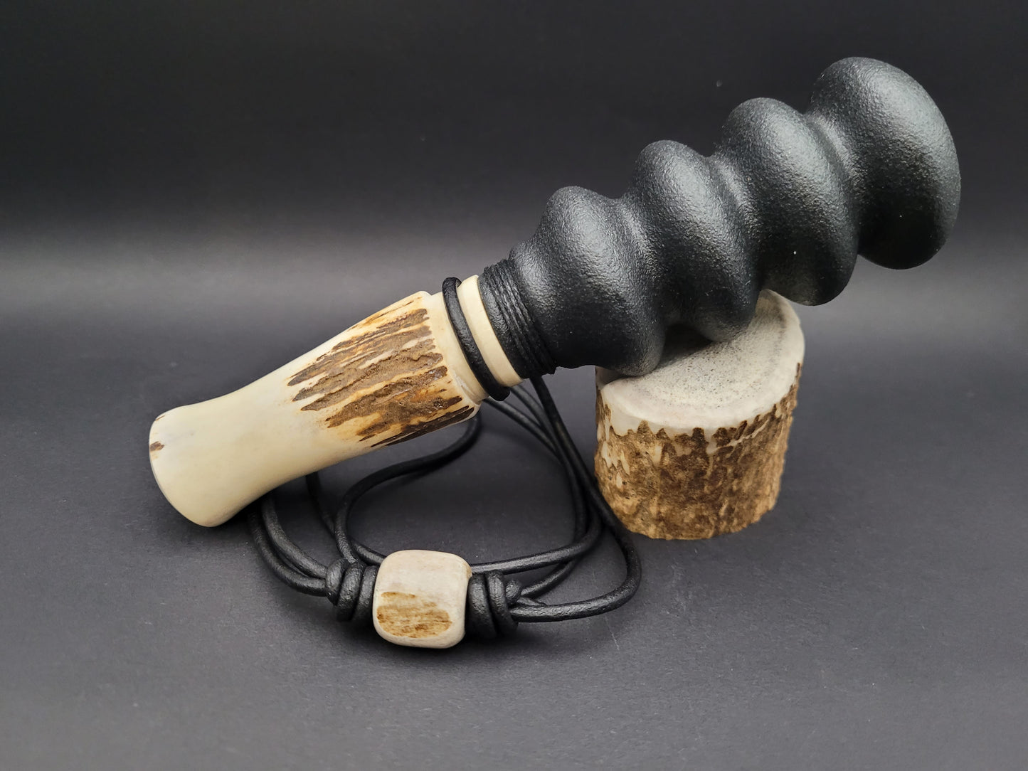 Handcrafted antler double reed squirrel call