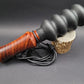 Handcrafted wooden double reed squirrel call in Crosscut Cocobolo