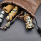 Sheepskin leather lanyard storage pouch
