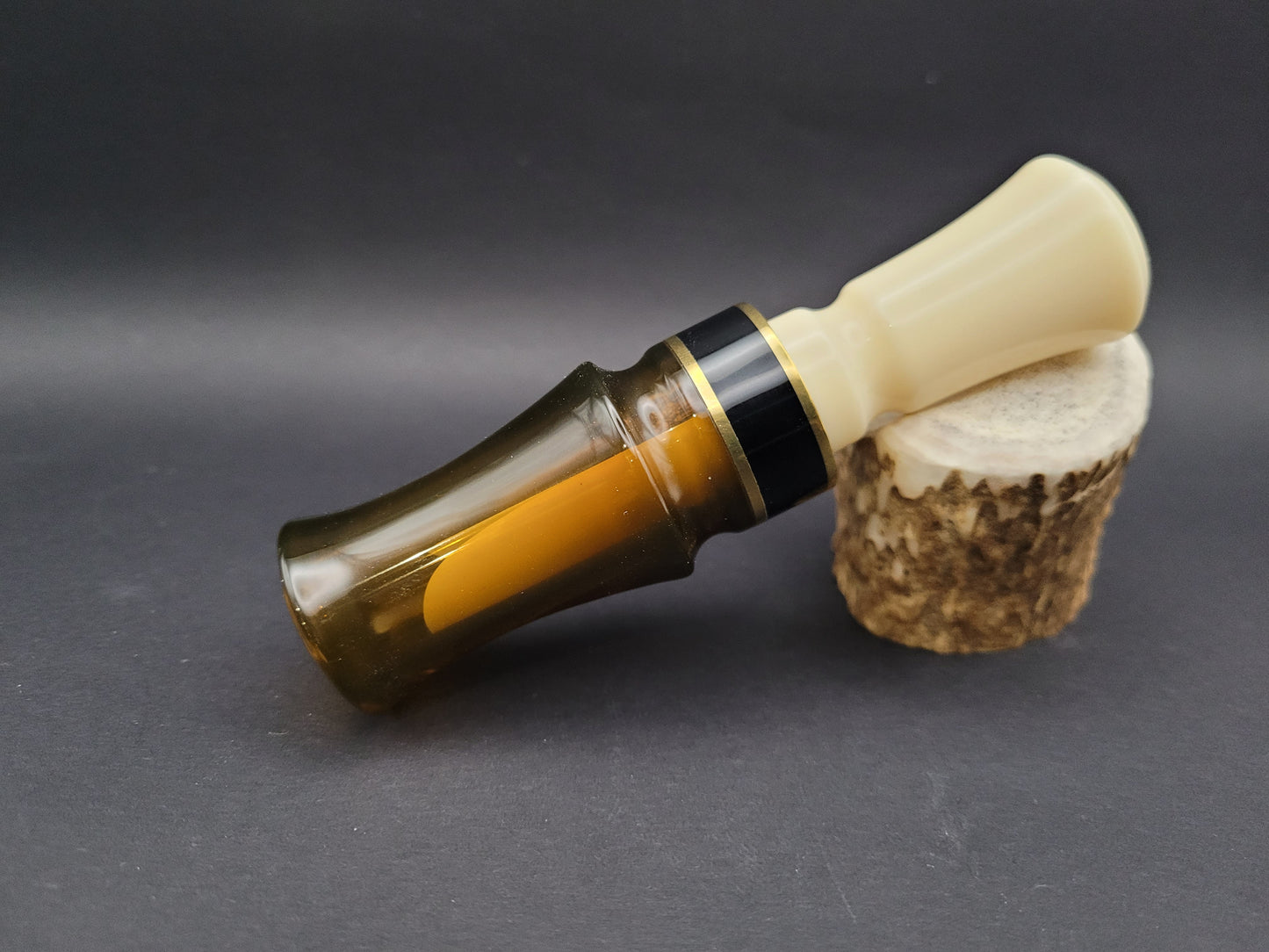 Beer bottle and ivory acrylic J-frame single reed duck call