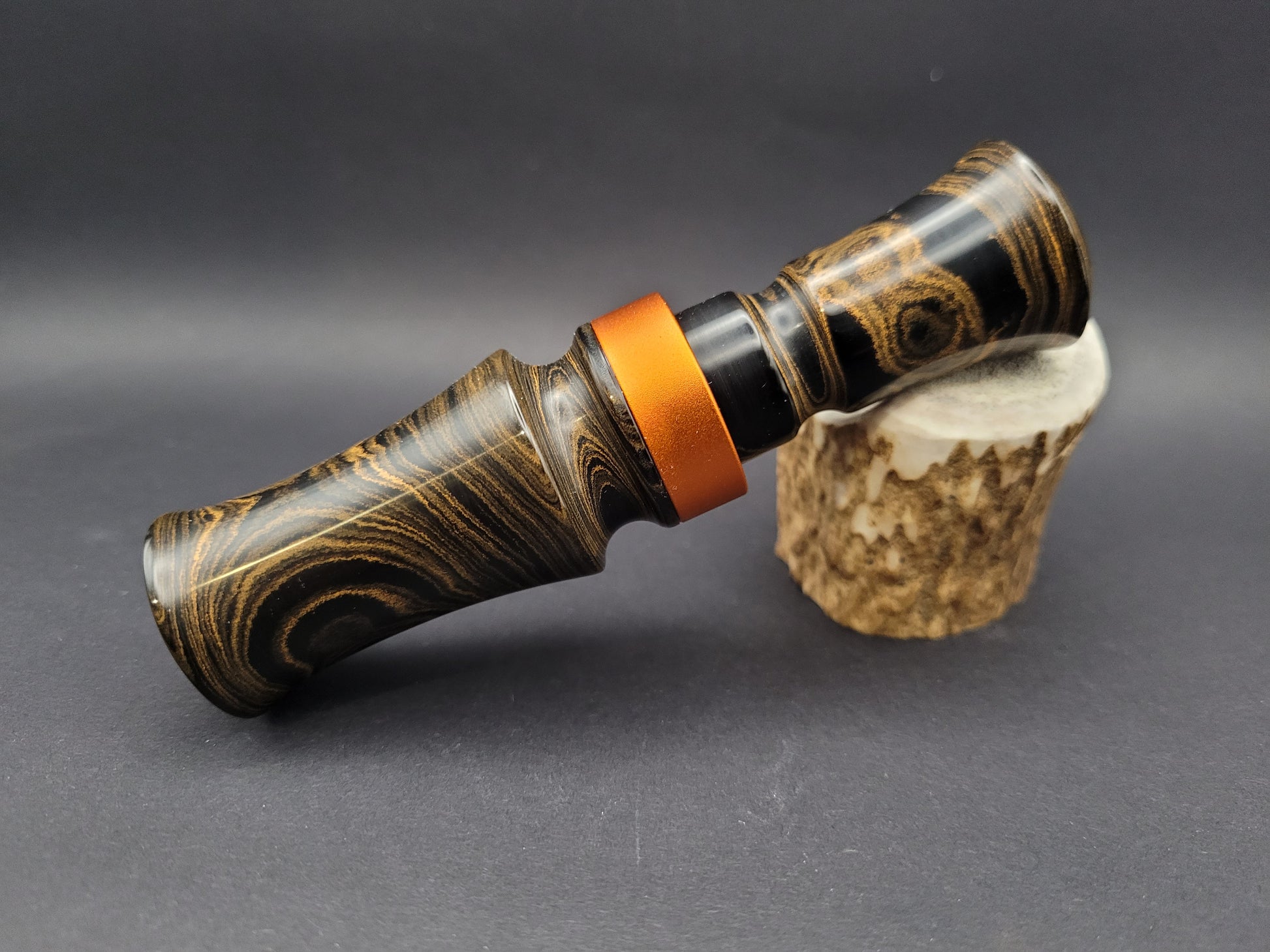 Orange and black ebonite mallard duck call