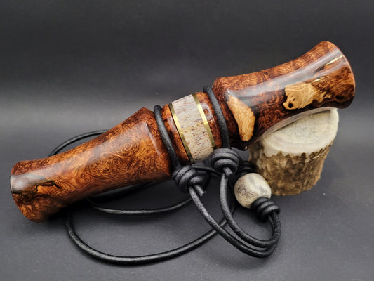 Honduran rosewood burl and antler deer grunt