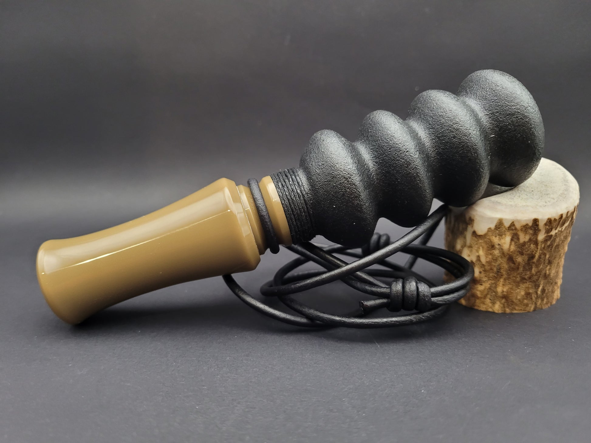 Handcrafted acrylic double reed squirrel call in Tan